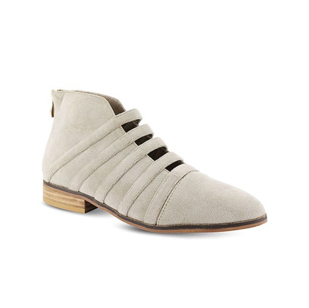 Taupe Faux Suede Pointed Toe Ankle Bootie